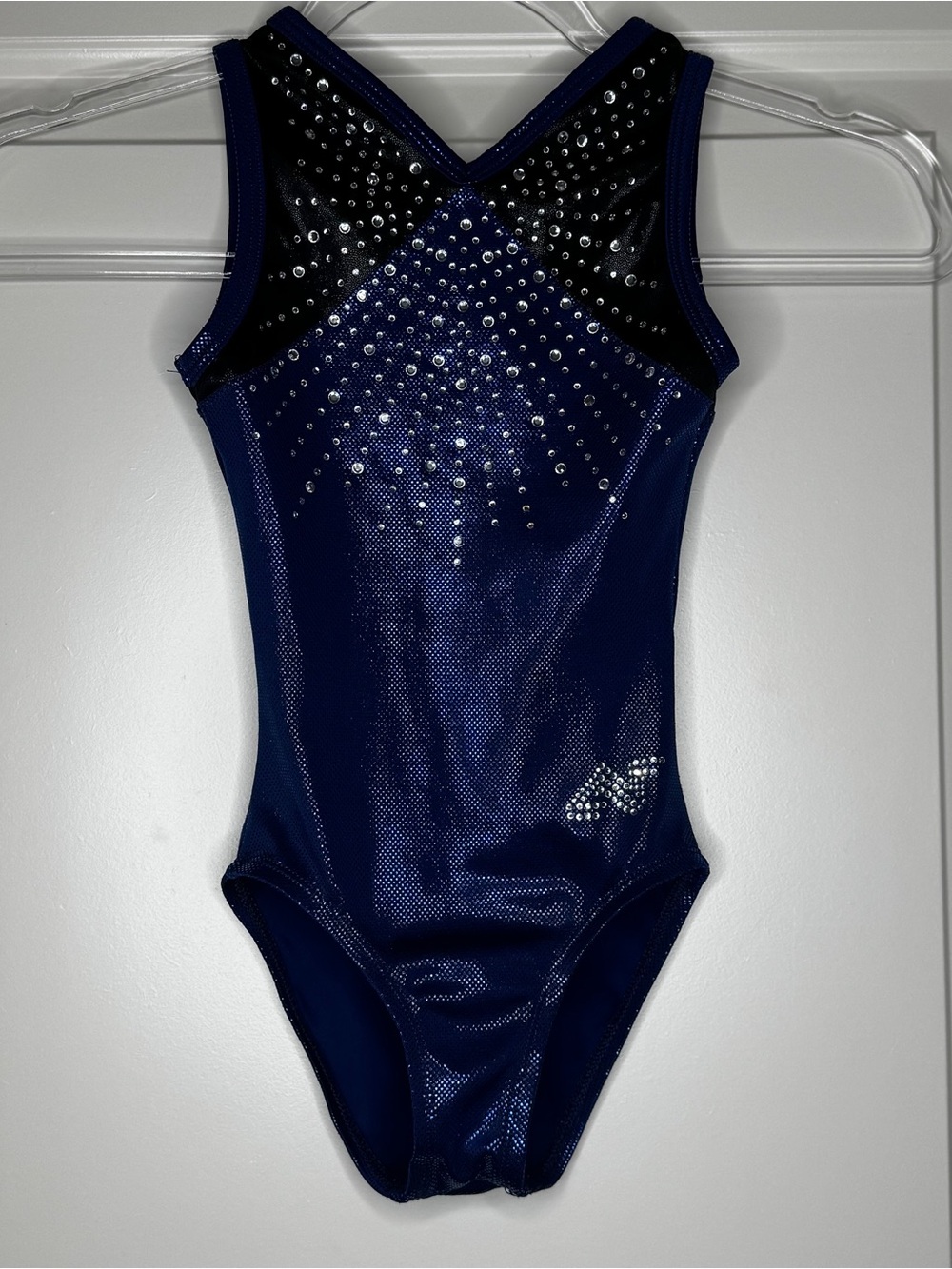Alpha Factor rhinestone gymnastics leotard child small